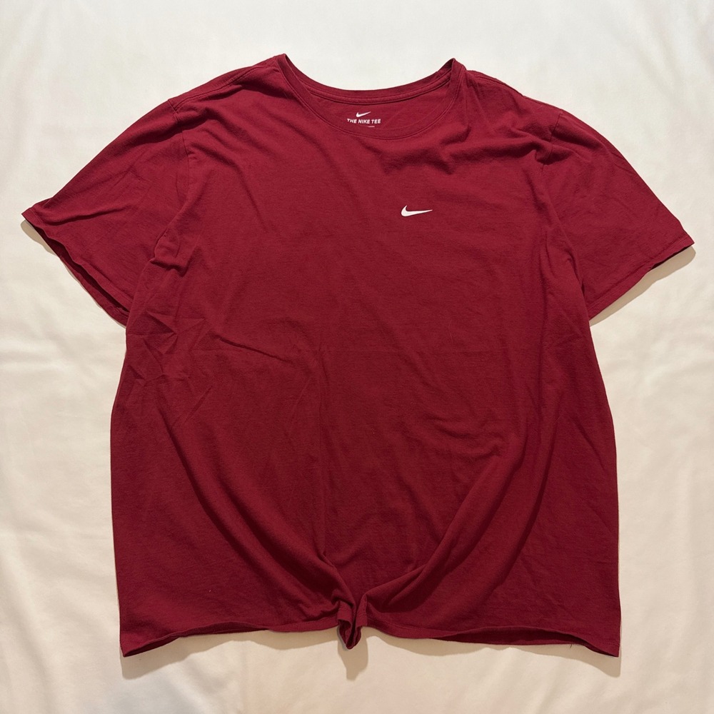 Nike T-Shirt Mens 3XL Burgundy Red Short Sleeve Embroidered Swoosh Athletic Cut